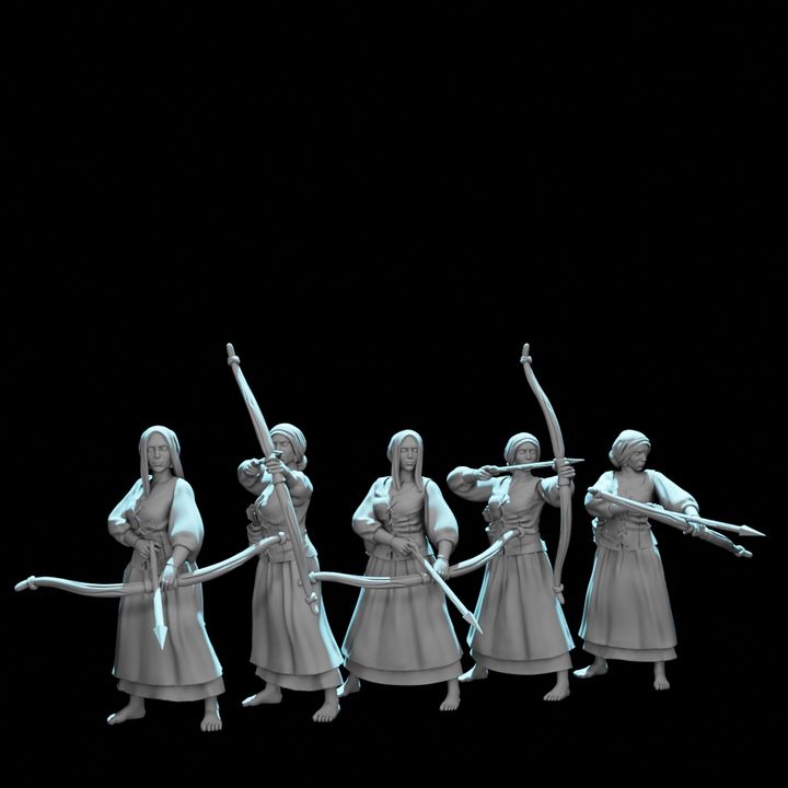 Medieval Female Archers 5 Figure Set