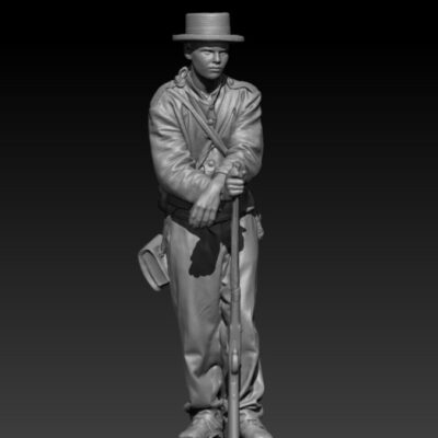 Newly recruited Civil War Soldier holding friends carbine