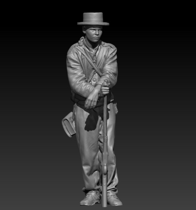 Newly recruited Civil War Soldier holding friends carbine