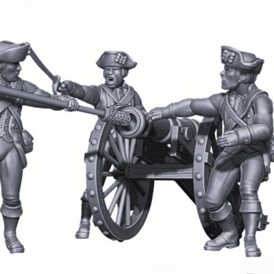 6pdr gun canon with crew for American Revolutionary War