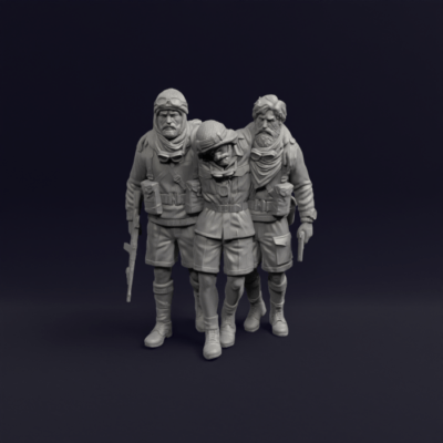 British SAS riflemen commandos helping friend - WW2 North Africa