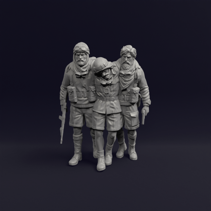 British SAS riflemen commandos helping friend - WW2 North Africa