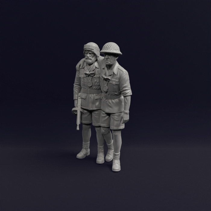 British SAS rifleman commando helping friend - WW2 North Africa