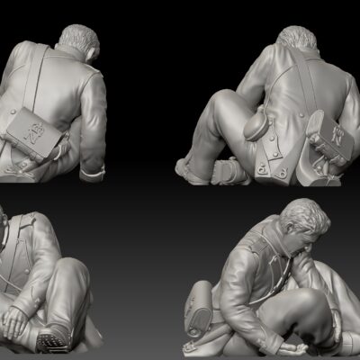 1st Legere French Chasseurs 1815 - sitting injured, no Backpack