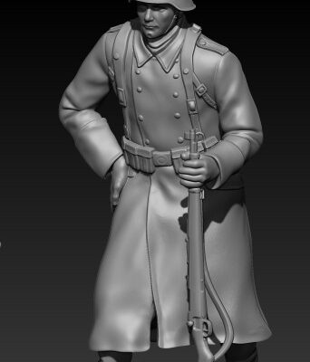 WW2 German Soldier in long coat waiting