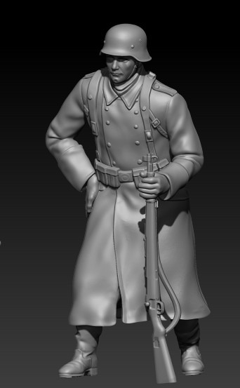 German Soldier WW2 waiting long coat - Image 2