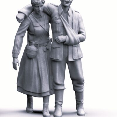 German nurse walking injured soldier WW2