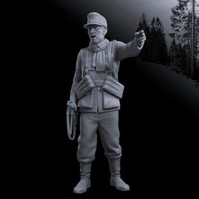 Winter German Officer shouting Battle of the Bulge - WW2