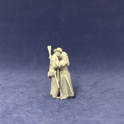 Civil War soldier kissing wife goodbye