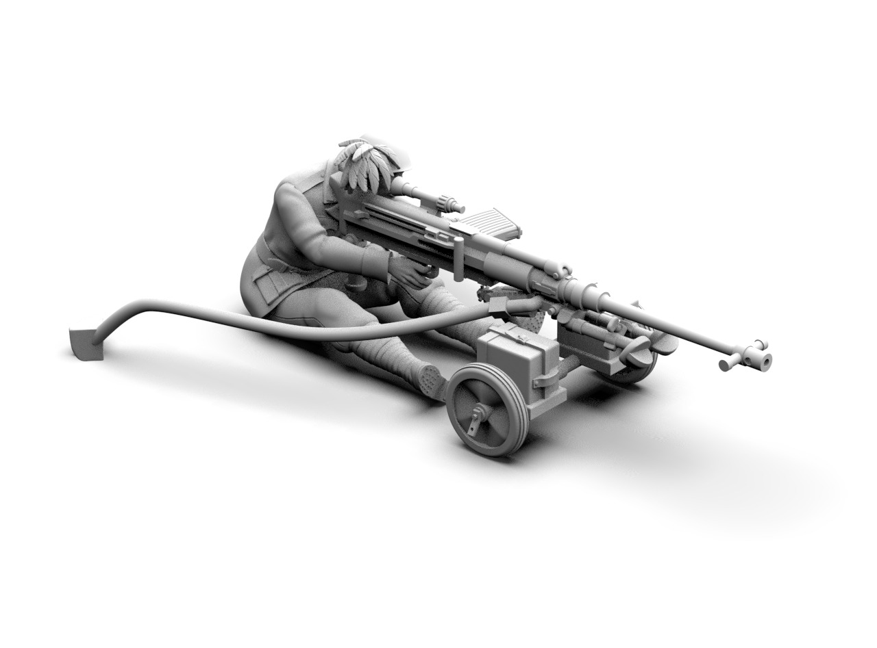Italian WW2 soldier with Solothurn S18 1000 anti tank gun set
