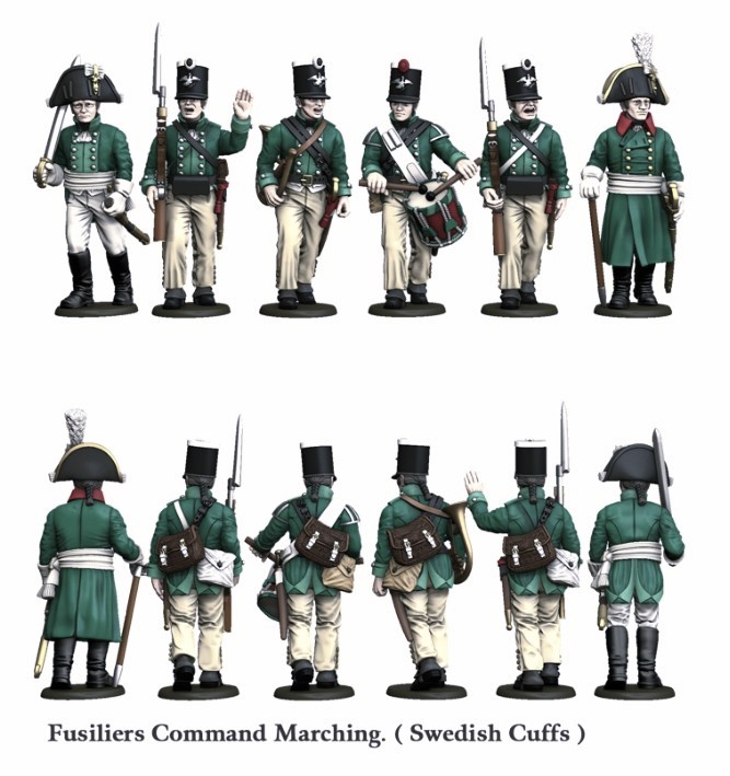 Prussian Fusiliers Command Marching 1806-1807 set