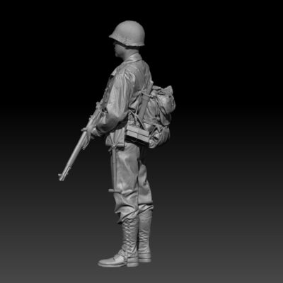 American GI with rifle and backpack