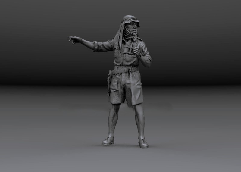 WW2 British SAS Officer pointing - North Africa