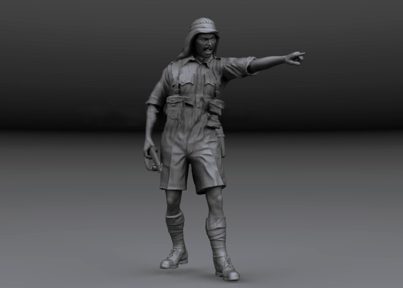 WW2 British SAS soldier shouting - North Africa