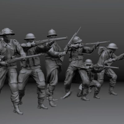 WW2 French and British soldiers Set Battle of Dunkirk