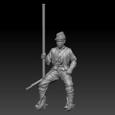 Cavalry man, gloves, with flag pole, kepi