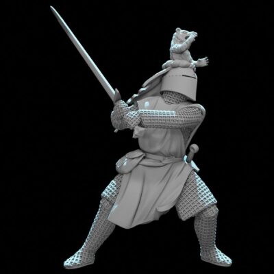 Medieval Knight with Bear Crested Helmet