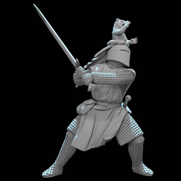 Medieval Knight with Bear Crested Helmet