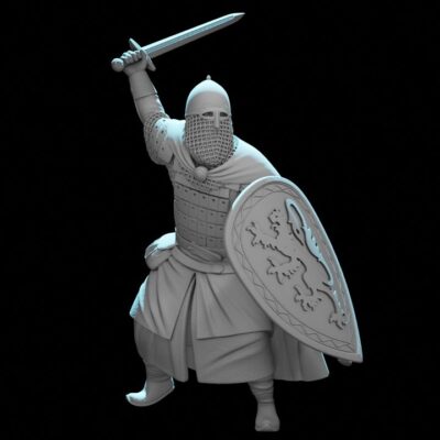Medieval Kievan Rus Warrior with Sword & Heraldic Shield