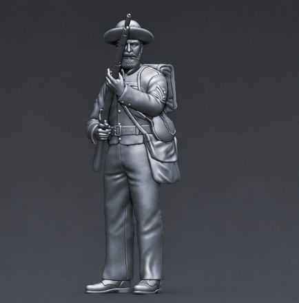 Confederate First Sergeant With Backpack Standing