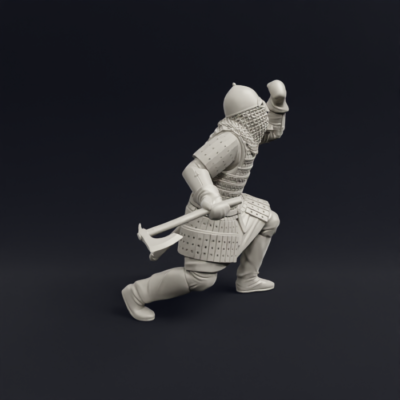 Medieval Russian Being Pulled From Horse Axe Warrior
