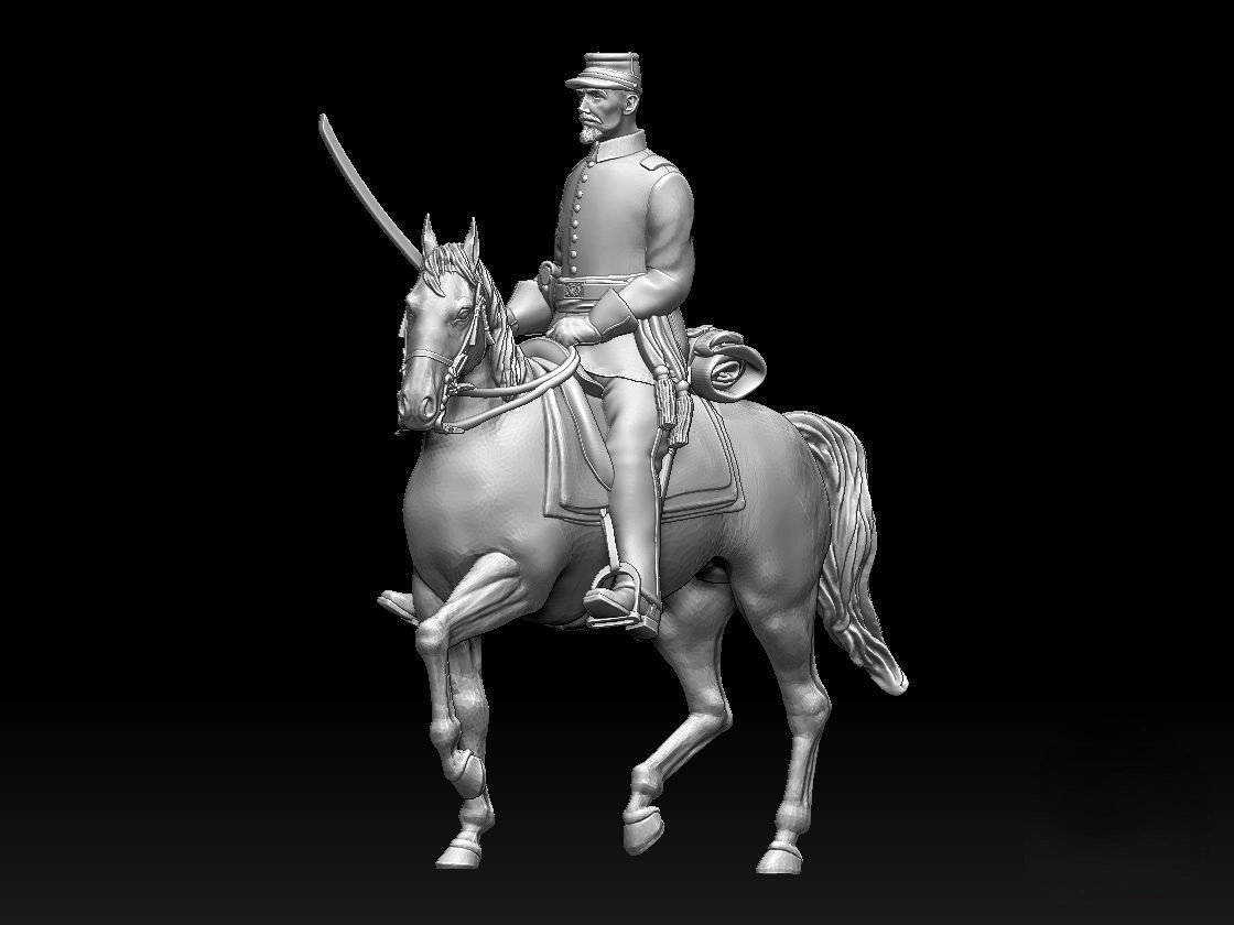 Mounted Union Officer holding sword