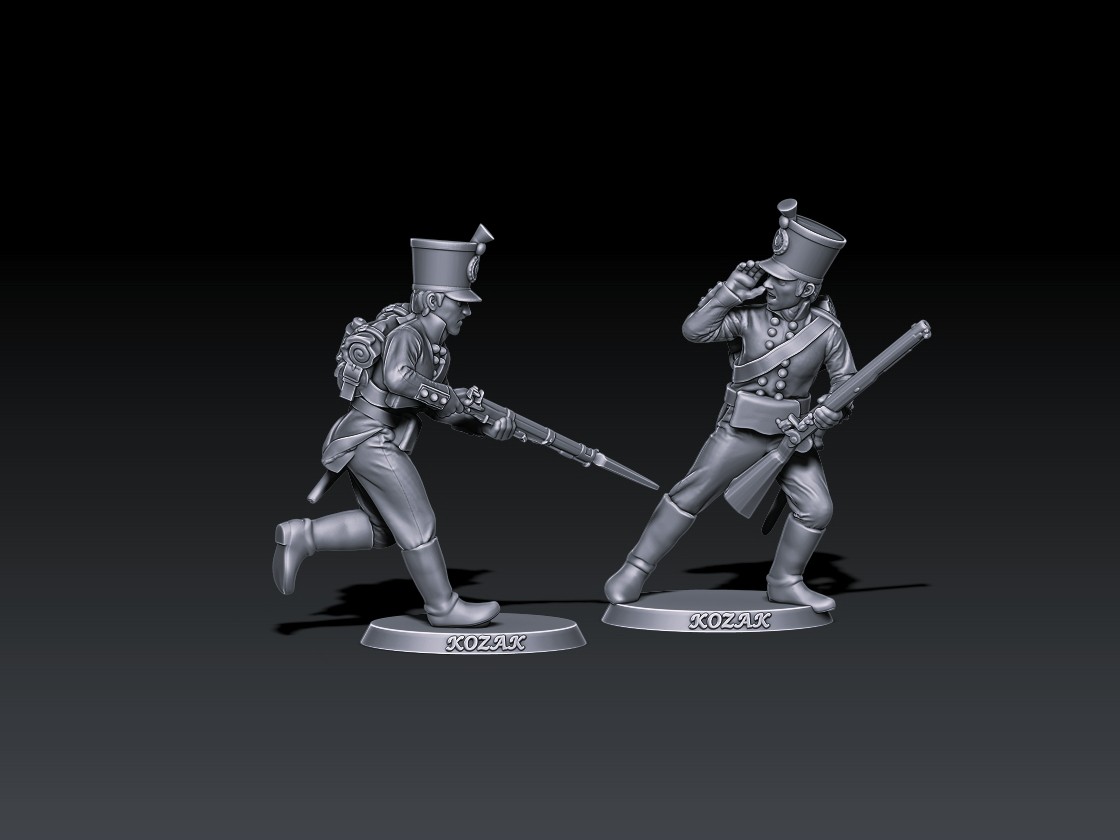 Napoleonic Wars Russian Guard Jagers 1805 Running Scene