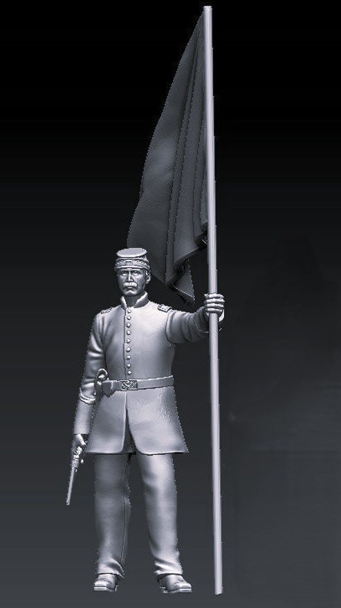 Union Officer Holding Flag