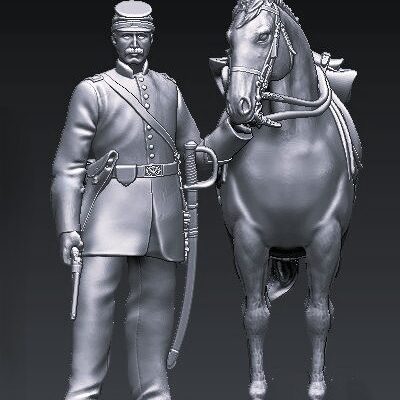 Union Officer Holding Horse