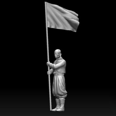 Zouave Soldier Holding Colors