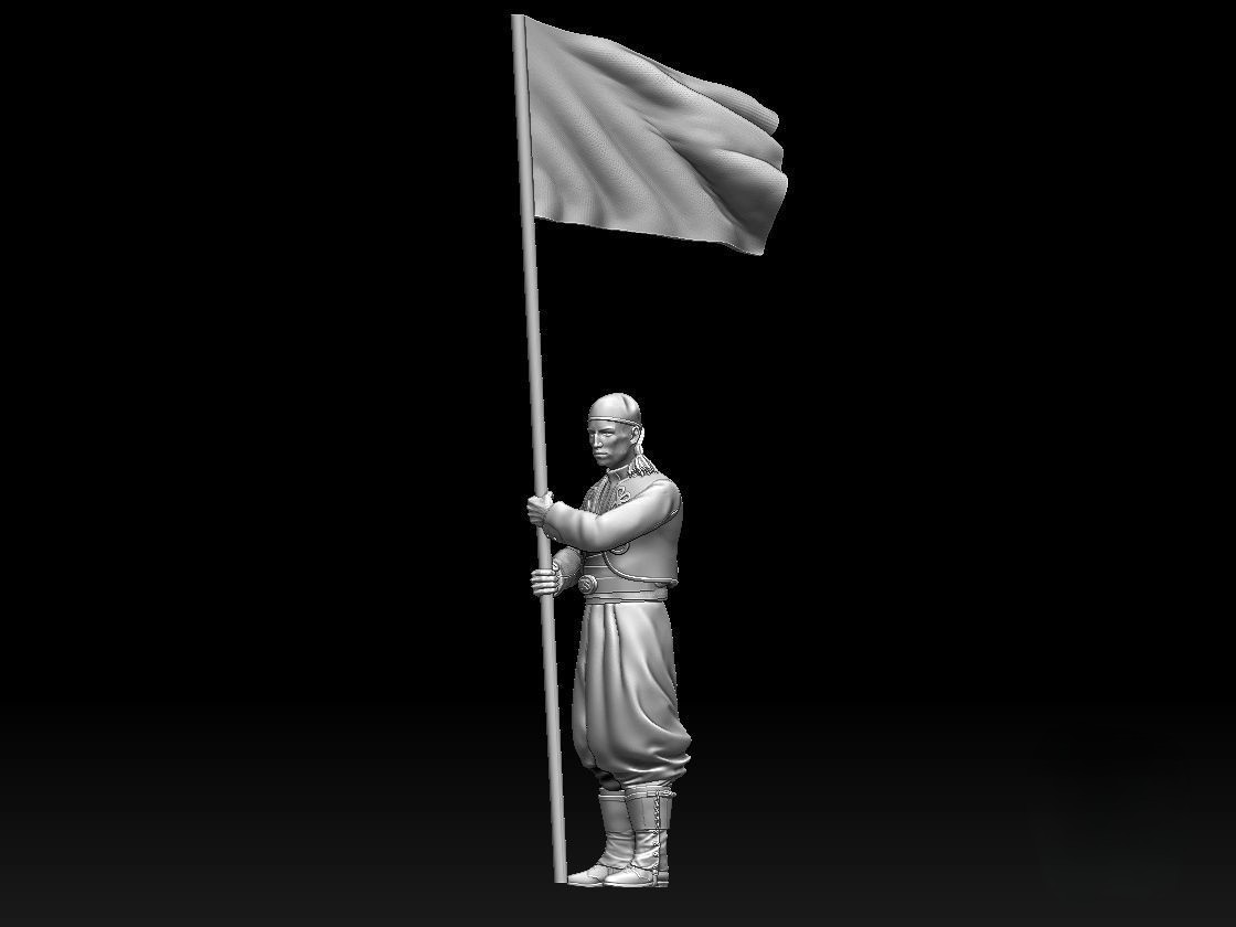 Zouave Soldier Holding Colors