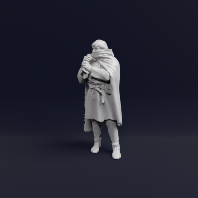 Medieval man with sack over shoulder