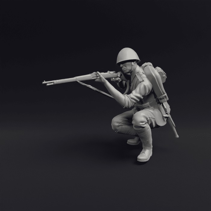 Polish WW2 soldier crouched