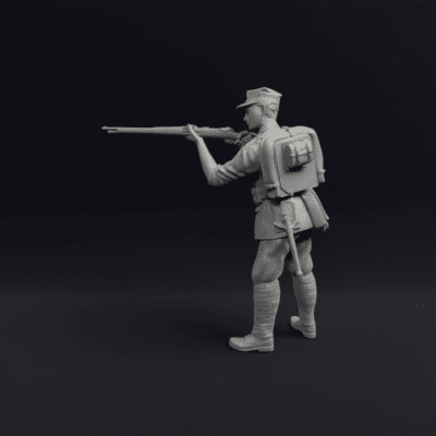 Polish WW2 soldier standing aiming, cap