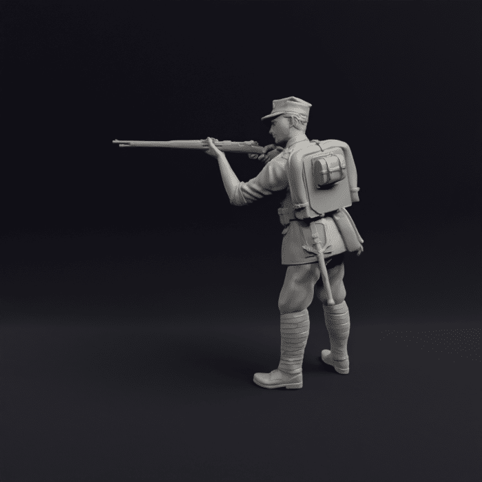 Polish WW2 soldier standing aiming, cap