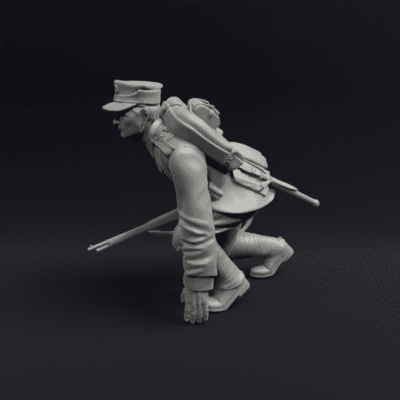 Polish WW2 officer crouching