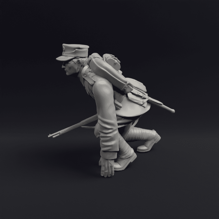 Polish WW2 officer crouching