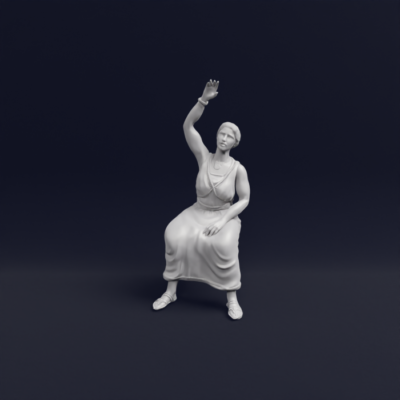Roman woman spectator sitting waiving