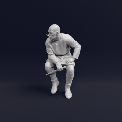 Medieval mean looking man sitting