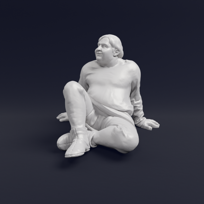 Medieval happy man sitting