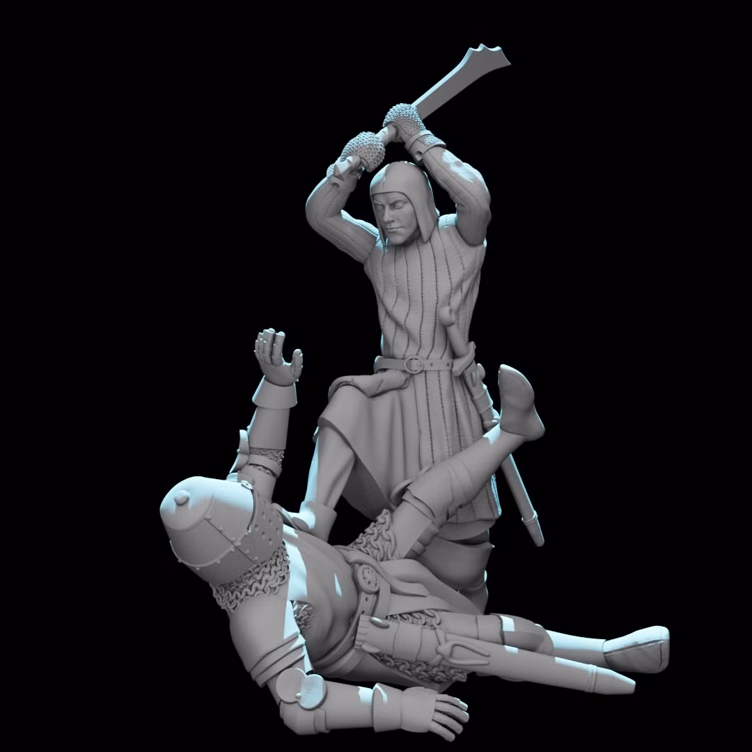 Infantry finishing off a downed knight